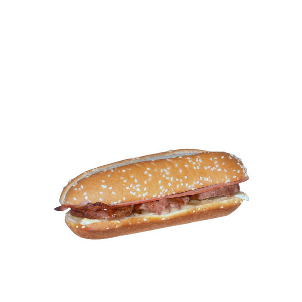 Triburguer com bacon, queijo e molho barbecue